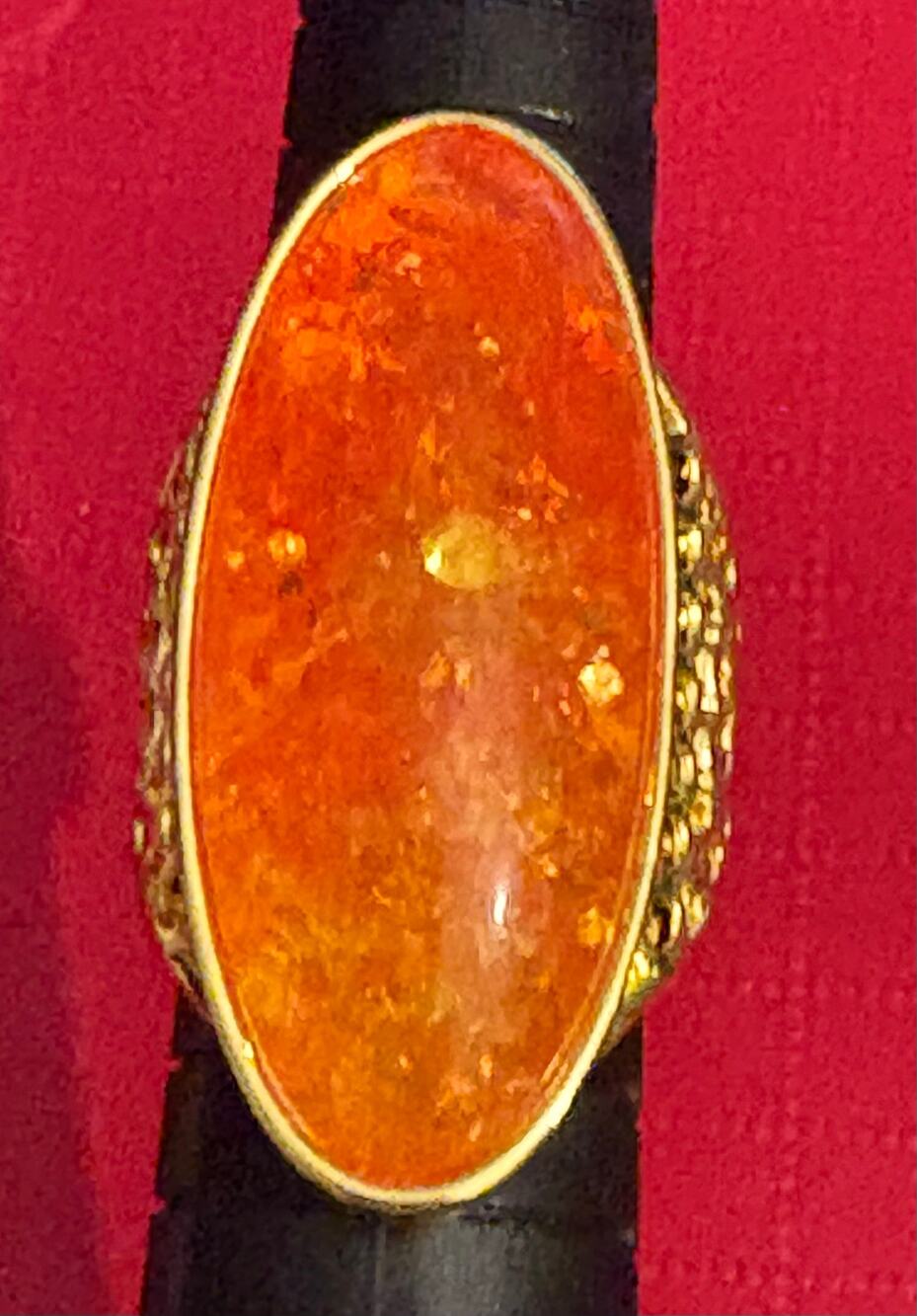 Vintage Faux Amber Gold Tone Statement Ring Size 9.5